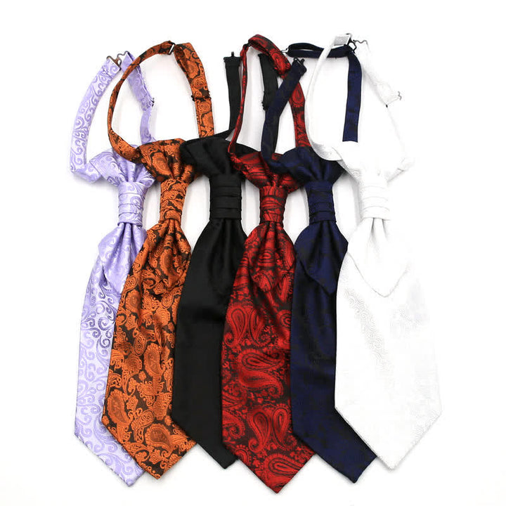 Corbata de esmoquin de lujo con estampado paisley y ruche preanudada para hombre