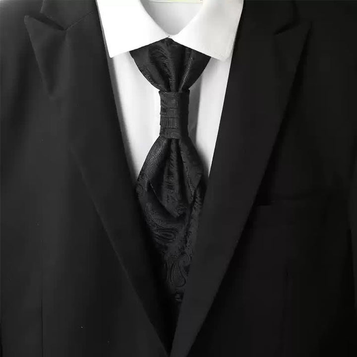 Corbata de esmoquin de lujo con estampado paisley y ruche preanudada para hombre