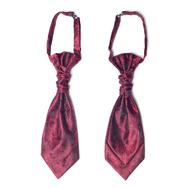 Corbata Ascot con nudo arrugado y estampado paisley preanudada para hombre