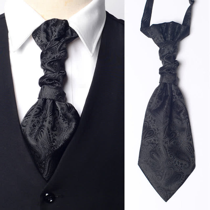 Corbata Ascot con nudo arrugado y estampado paisley preanudada para hombre