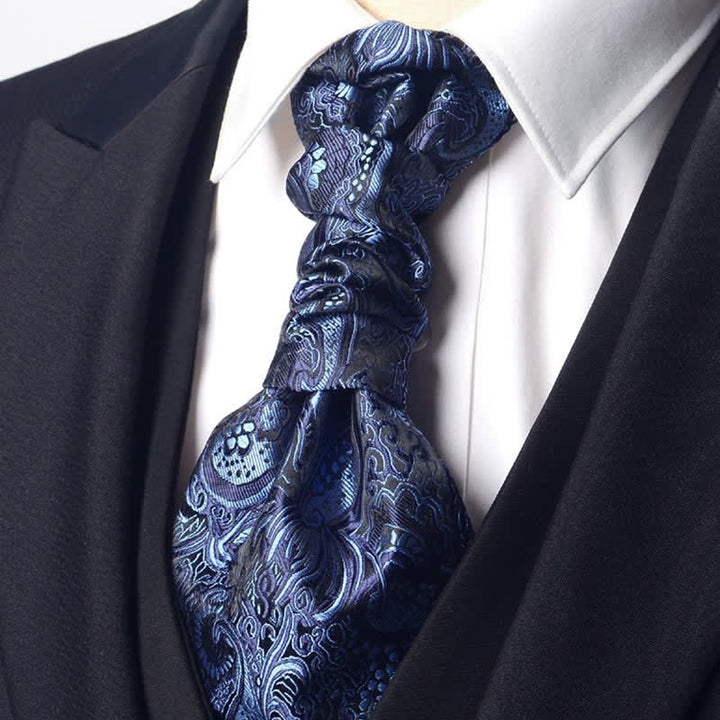 Corbata Ascot con nudo arrugado y estampado paisley preanudada para hombre