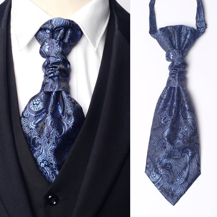 Corbata Ascot con nudo arrugado y estampado paisley preanudada para hombre