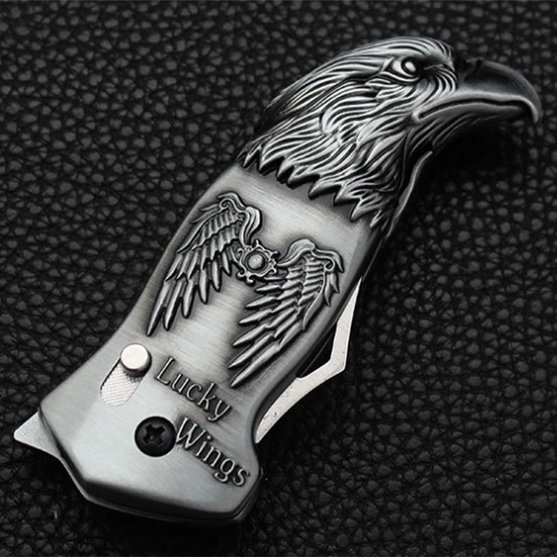 Encendedor de butano recargable con cuchillo plegable y cabeza de águila de metal