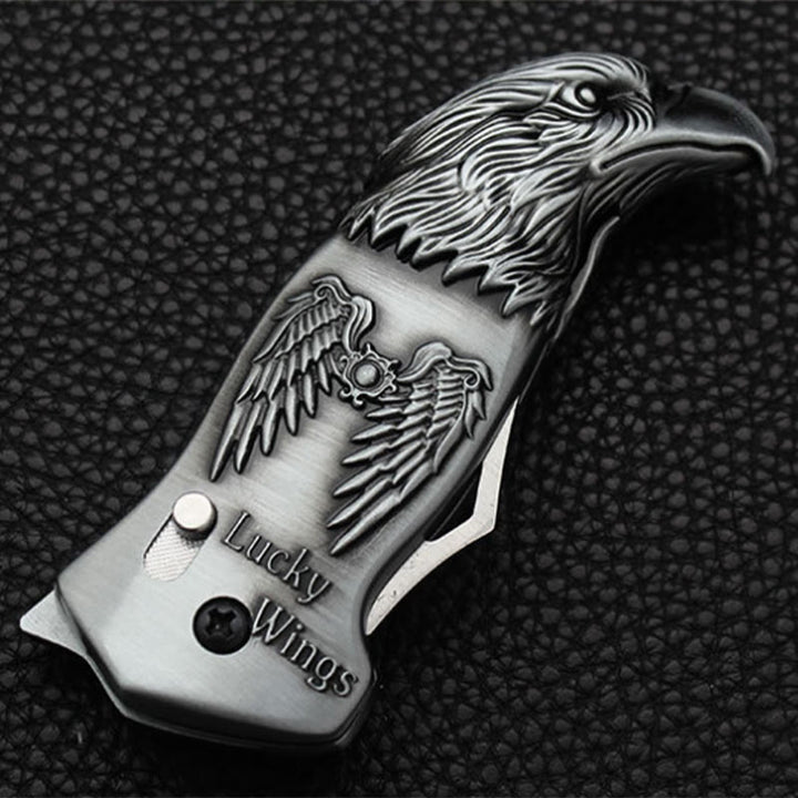 Encendedor de butano recargable con cuchillo plegable y cabeza de águila de metal