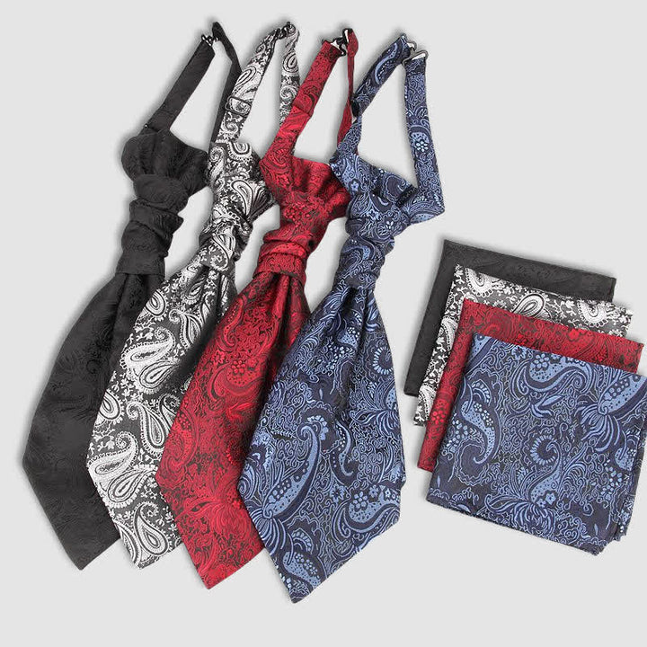 2 pañuelos de bolsillo para hombre con nudo arrugado y estampado de cachemira preatado