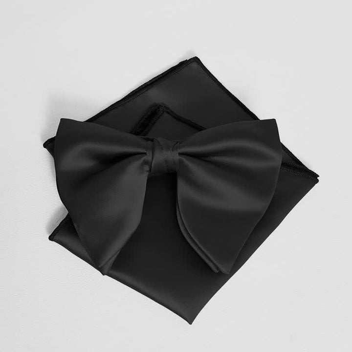 Pañuelo de bolsillo extragrande con lazo puntiagudo de color liso estilo británico para hombre