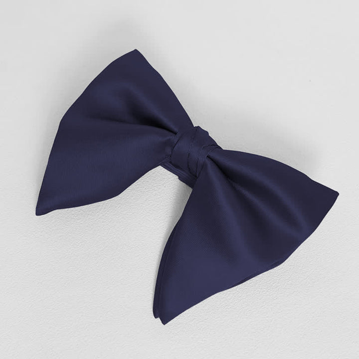 Pañuelo de bolsillo extragrande con lazo puntiagudo de color liso estilo británico para hombre