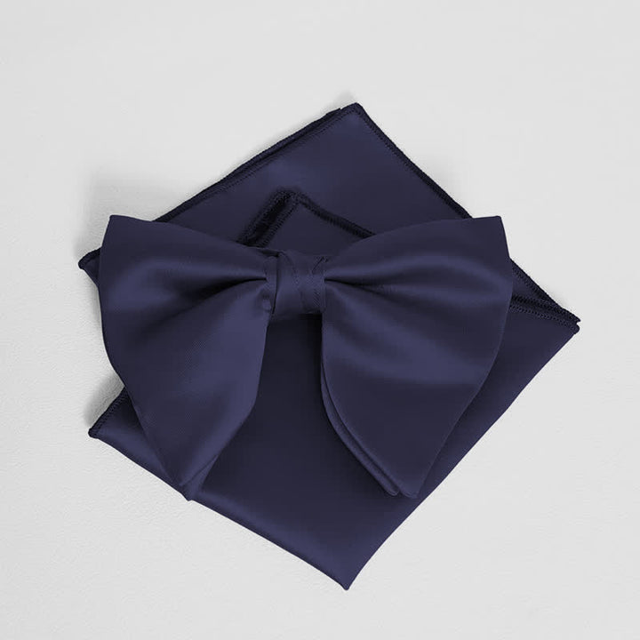 Pañuelo de bolsillo extragrande con lazo puntiagudo de color liso estilo británico para hombre