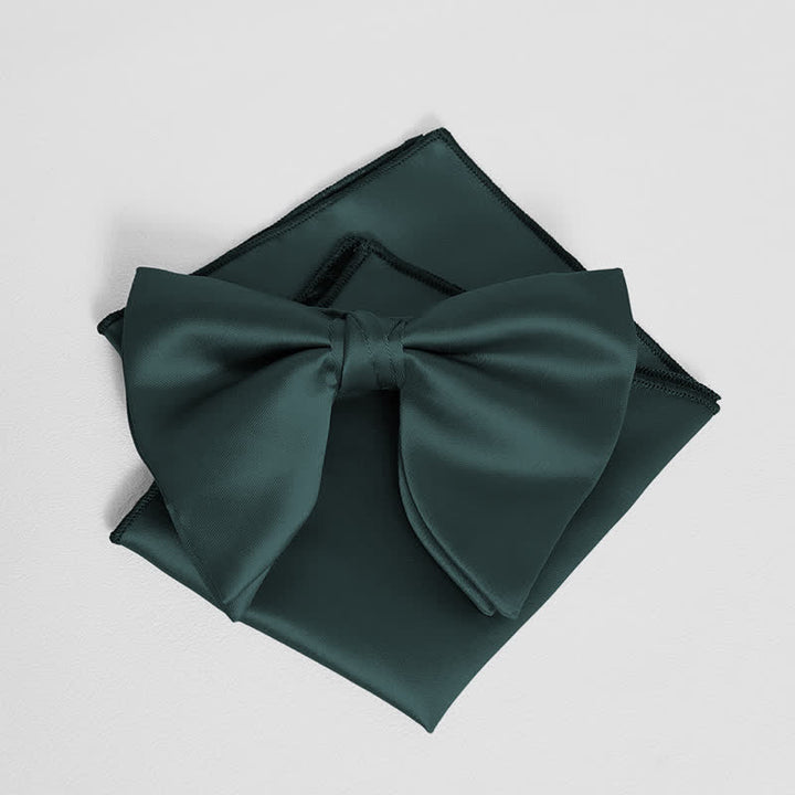 Pañuelo de bolsillo extragrande con lazo puntiagudo de color liso estilo británico para hombre