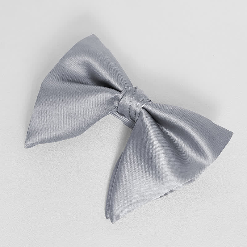 Pañuelo de bolsillo extragrande con lazo puntiagudo de color liso estilo británico para hombre