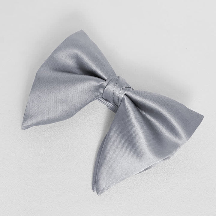 Pañuelo de bolsillo extragrande con lazo puntiagudo de color liso estilo británico para hombre