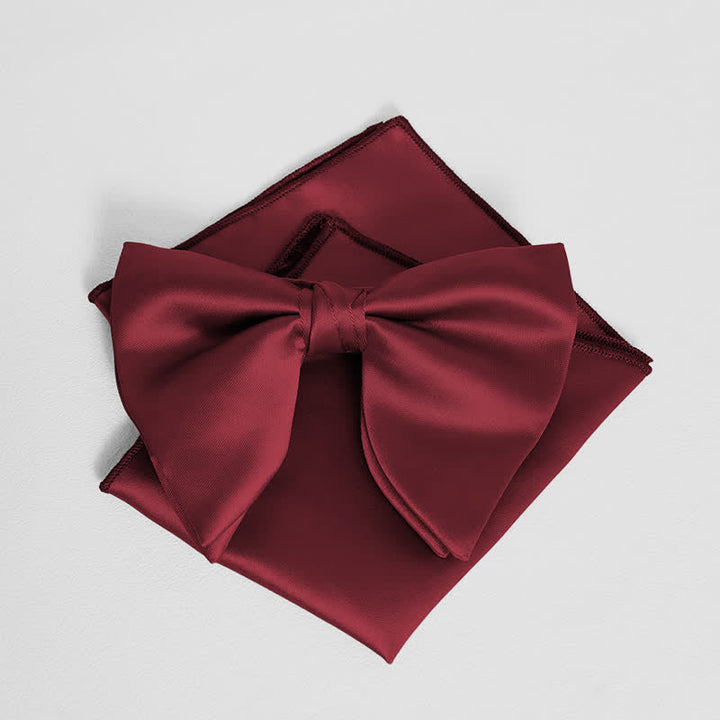 Pañuelo de bolsillo extragrande con lazo puntiagudo de color liso estilo británico para hombre
