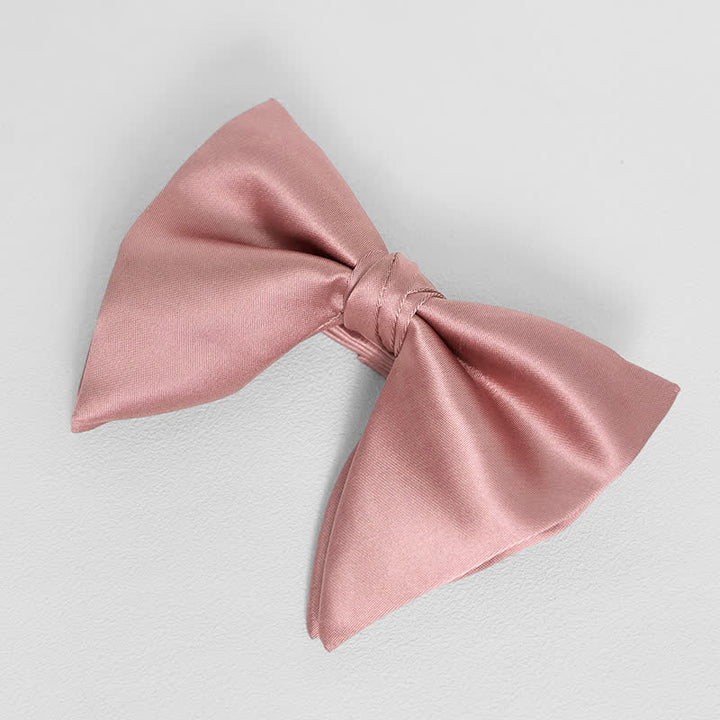 Pañuelo de bolsillo extragrande con lazo puntiagudo de color liso estilo británico para hombre