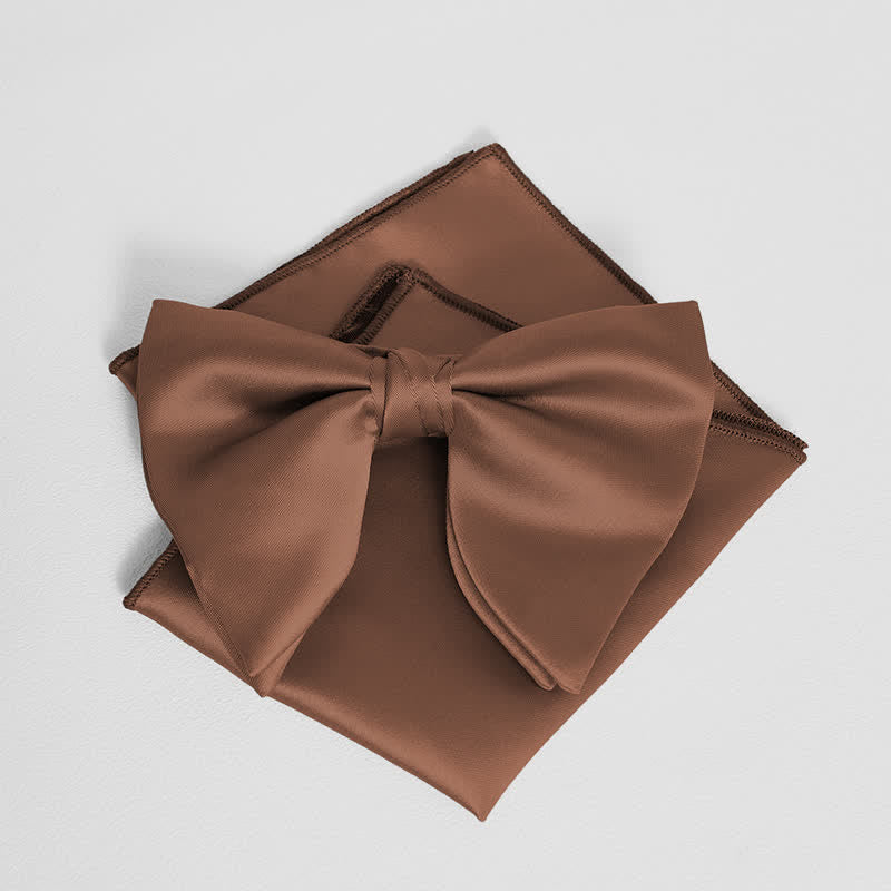 Pañuelo de bolsillo extragrande con lazo puntiagudo de color liso estilo británico para hombre