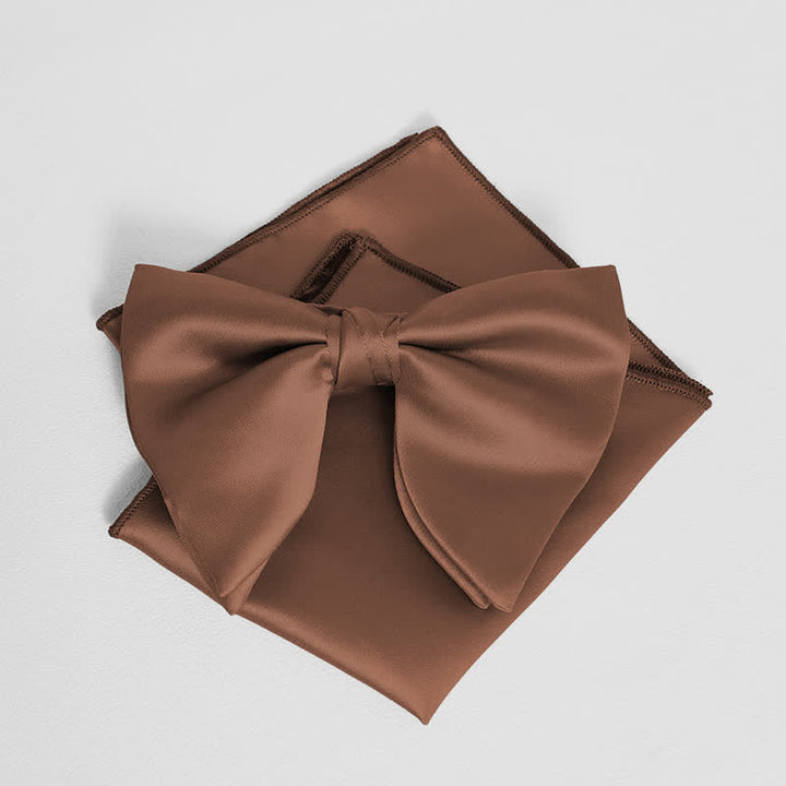 Pañuelo de bolsillo extragrande con lazo puntiagudo de color liso estilo británico para hombre