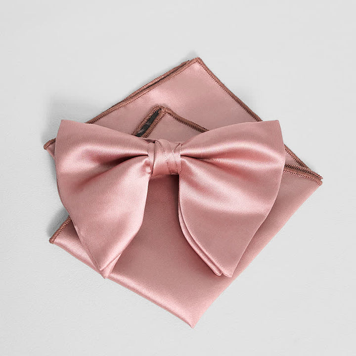 Pañuelo de bolsillo extragrande con lazo puntiagudo de color liso estilo británico para hombre
