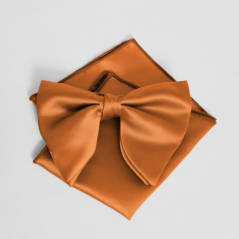 Pañuelo de bolsillo extragrande con lazo puntiagudo de color liso estilo británico para hombre