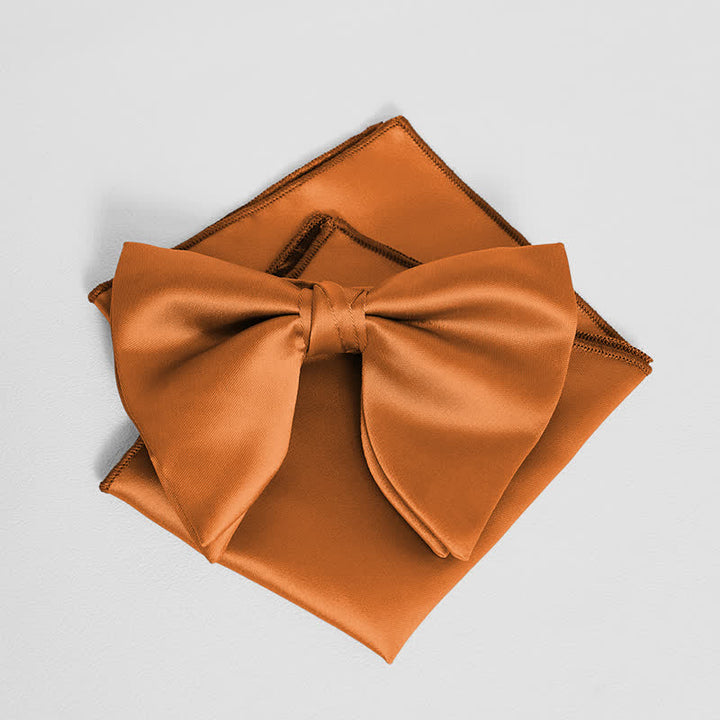 Pañuelo de bolsillo extragrande con lazo puntiagudo de color liso estilo británico para hombre