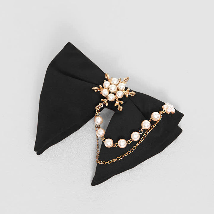 Pajarita de terciopelo con cadena de perlas y copos de nieve para hombre