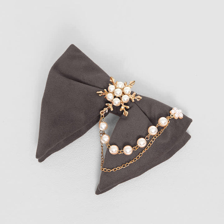 Pajarita de terciopelo con cadena de perlas y copos de nieve para hombre