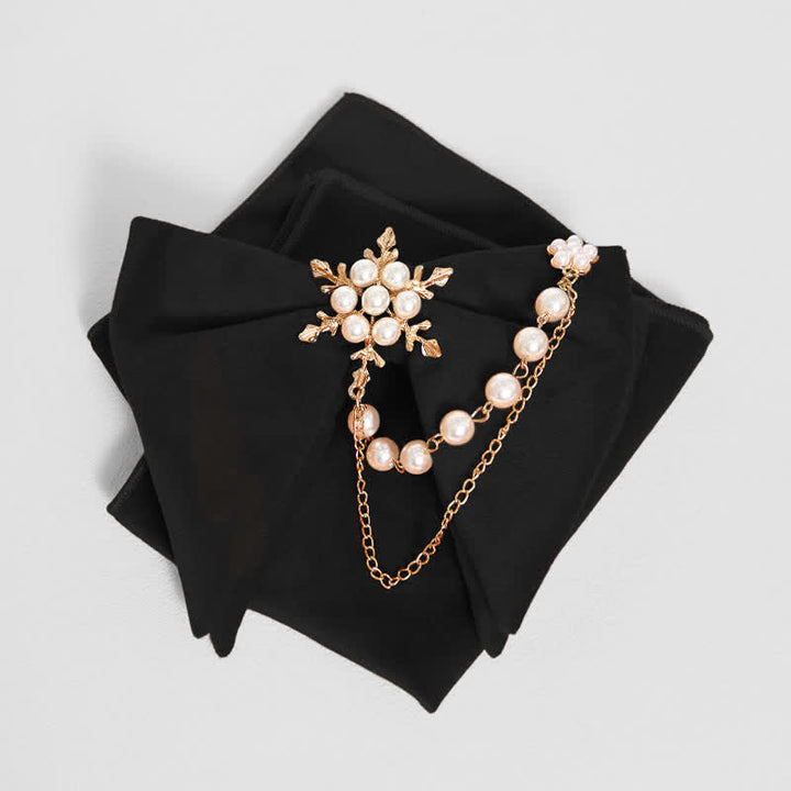 Pajarita de terciopelo con cadena de perlas y copos de nieve para hombre