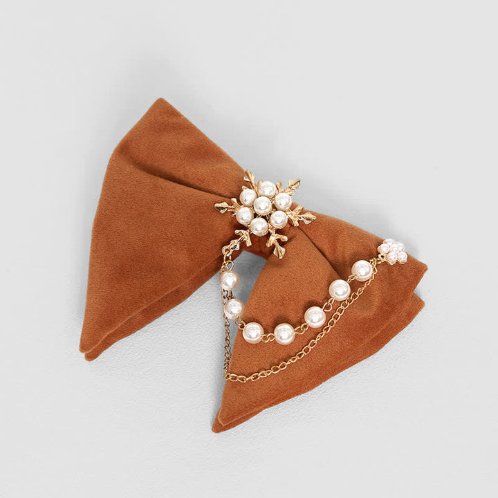 Pajarita de terciopelo con cadena de perlas y copos de nieve para hombre