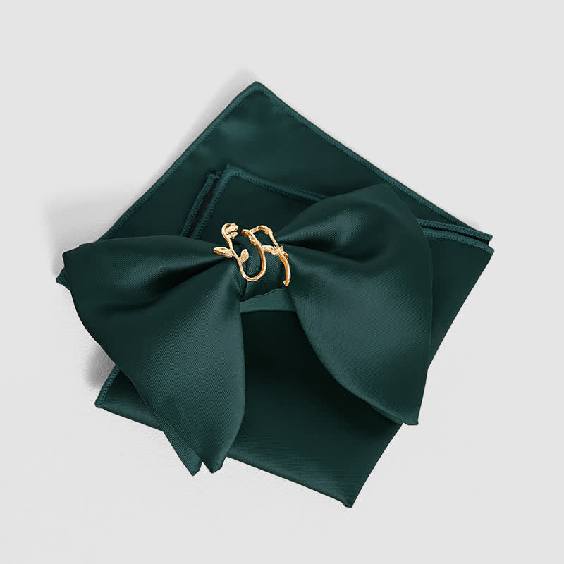 Pañuelo de bolsillo extragrande con punta de hoja de parra dorada para hombre