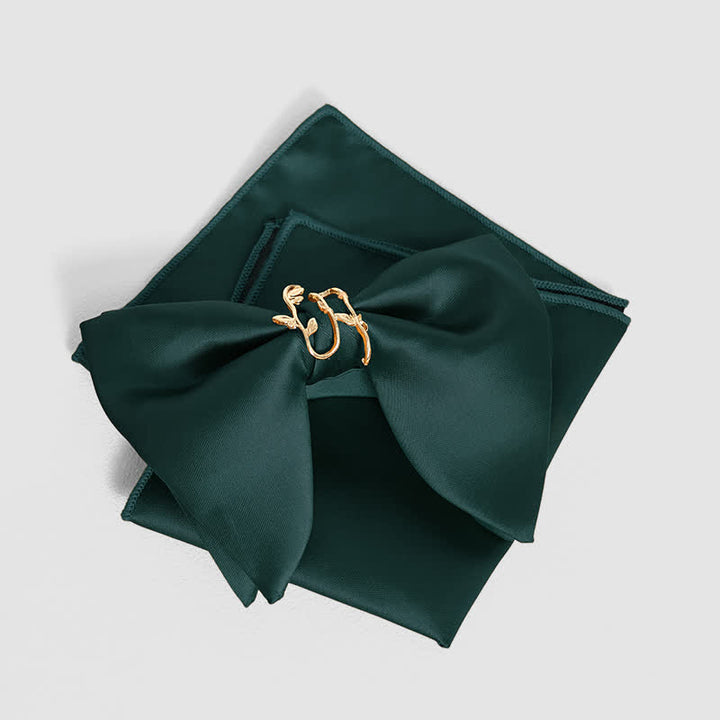 Pañuelo de bolsillo extragrande con punta de hoja de parra dorada para hombre