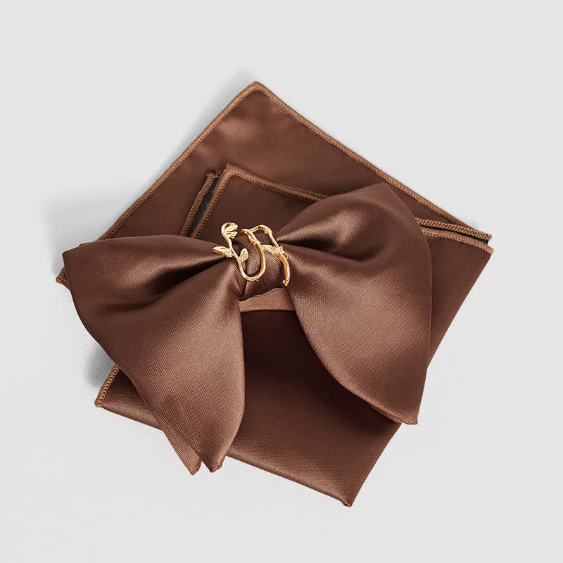 Pañuelo de bolsillo extragrande con punta de hoja de parra dorada para hombre