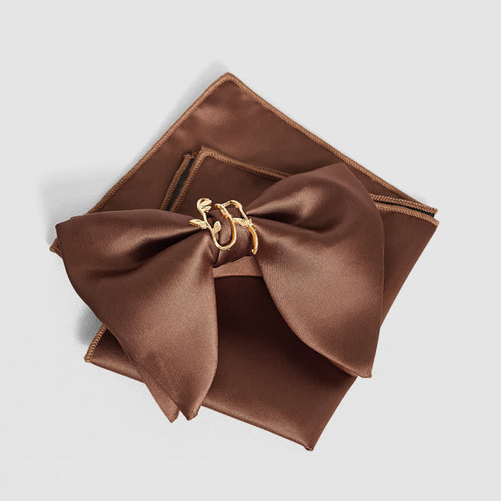 Pañuelo de bolsillo extragrande con punta de hoja de parra dorada para hombre