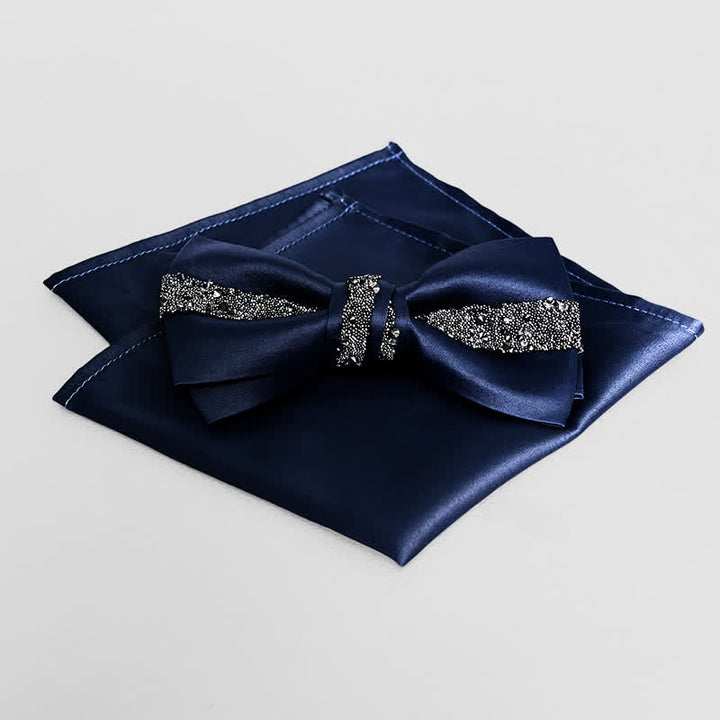 Pañuelo de bolsillo con pajarita brillante para hombre