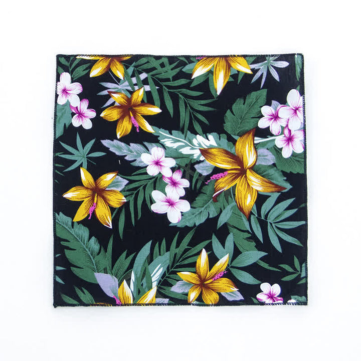 Pañuelo de bolsillo de algodón con estampados florales frescos para hombre