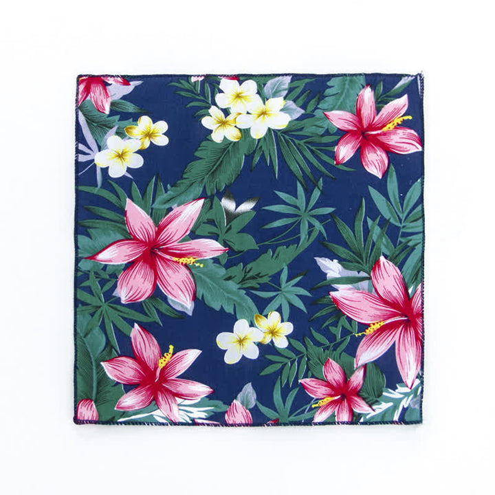 Pañuelo de bolsillo de algodón con estampados florales frescos para hombre