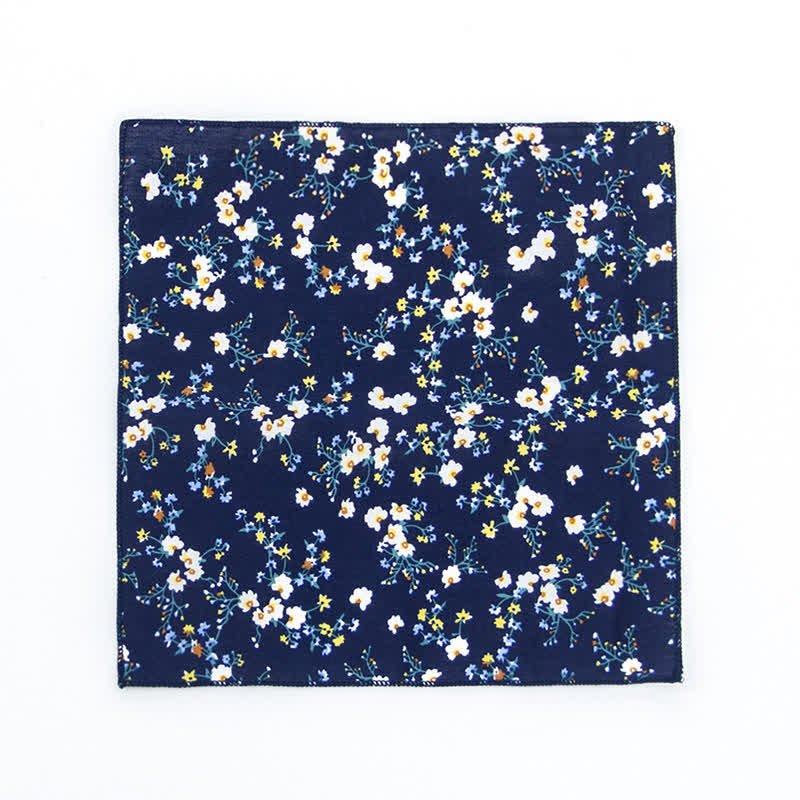 Pañuelo de bolsillo de algodón con estampados florales frescos para hombre