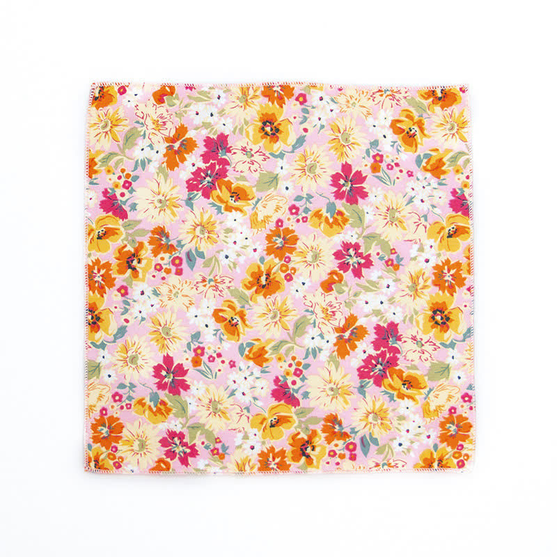 Pañuelo de bolsillo de algodón con estampados florales frescos para hombre