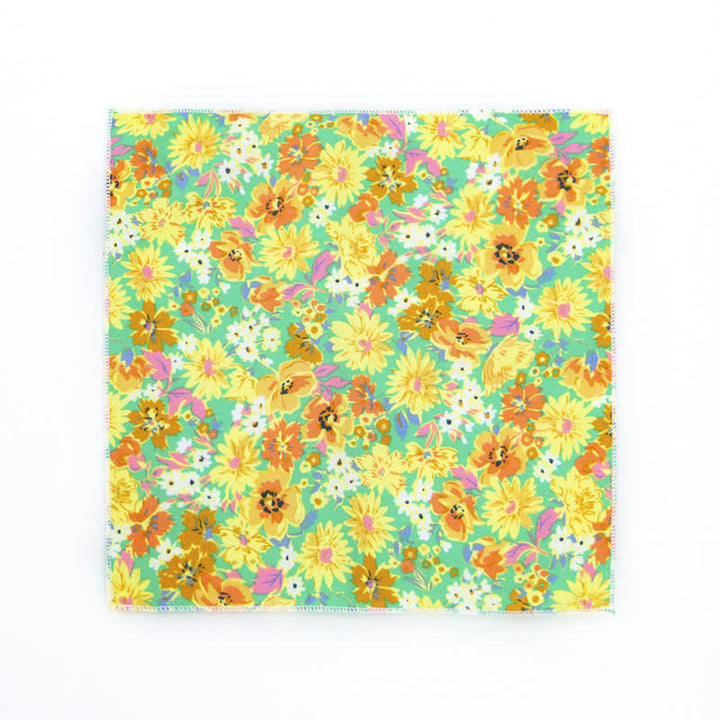 Pañuelo de bolsillo de algodón con estampados florales frescos para hombre