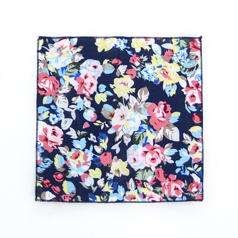 Pañuelo de bolsillo de algodón con estampados florales frescos para hombre