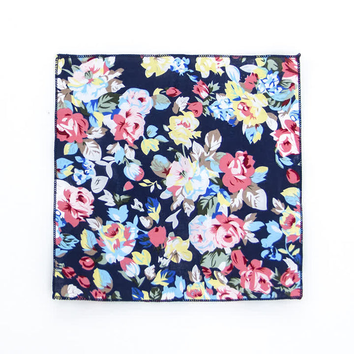 Pañuelo de bolsillo de algodón con estampados florales frescos para hombre