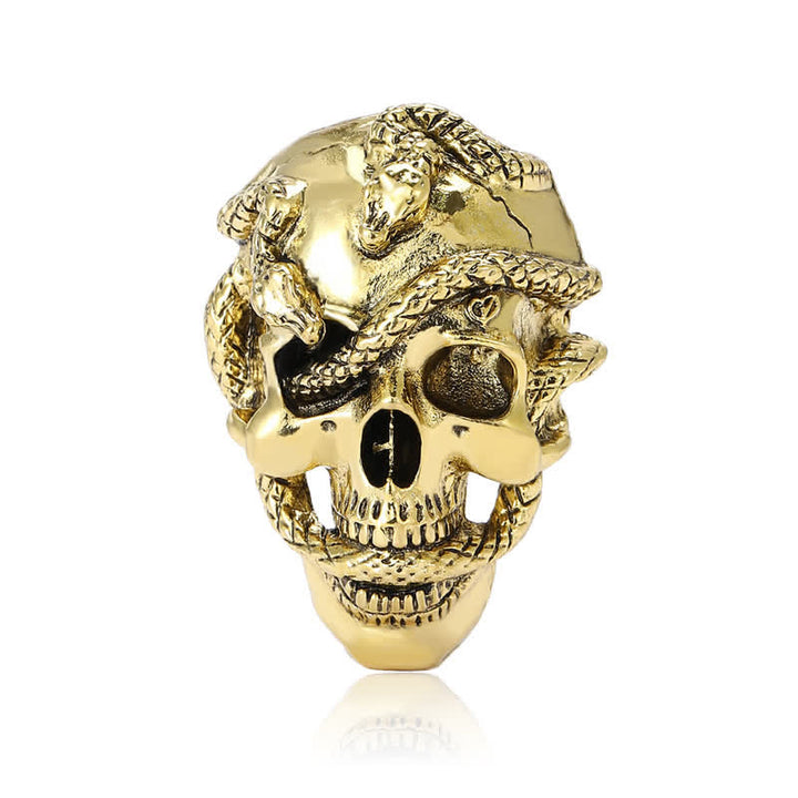 Broche de calavera gótica pirata con serpiente alrededor