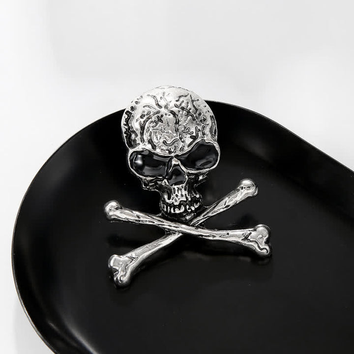 Broche decorativo de calavera pirata punk con huesos cruzados