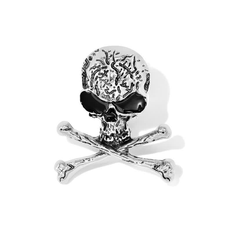 Broche decorativo de calavera pirata punk con huesos cruzados