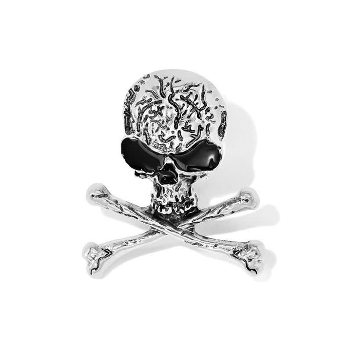 Broche decorativo de calavera pirata punk con huesos cruzados