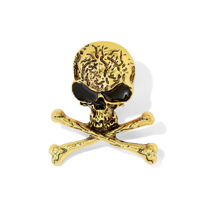 Broche decorativo de calavera pirata punk con huesos cruzados