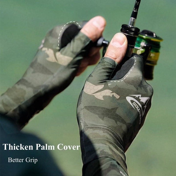 Guantes de tela de seda helada de medio dedo con protección UV para pesca al aire libre