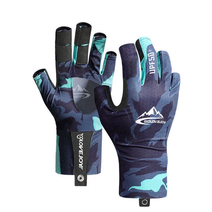 Guantes de tela de seda helada de medio dedo con protección UV para pesca al aire libre