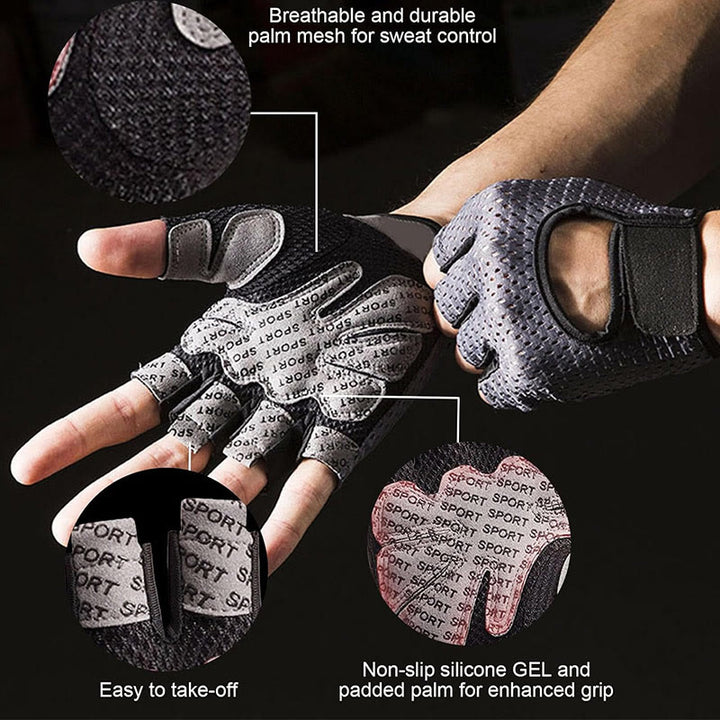 Guantes de ciclismo ligeros, transpirables y sin dedos para levantamiento de pesas.