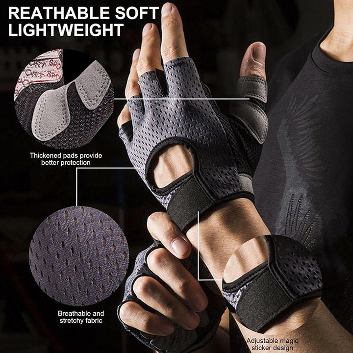 Guantes de ciclismo ligeros, transpirables y sin dedos para levantamiento de pesas.