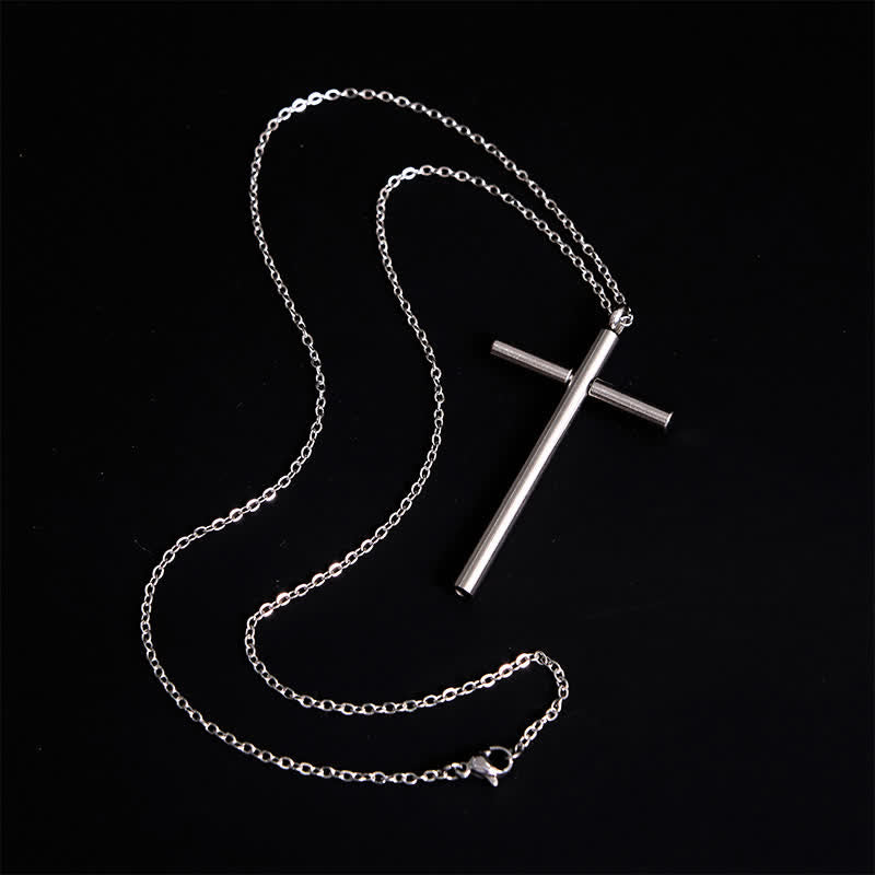 Collar con colgante de cruz con palillo de dientes portátil Edc