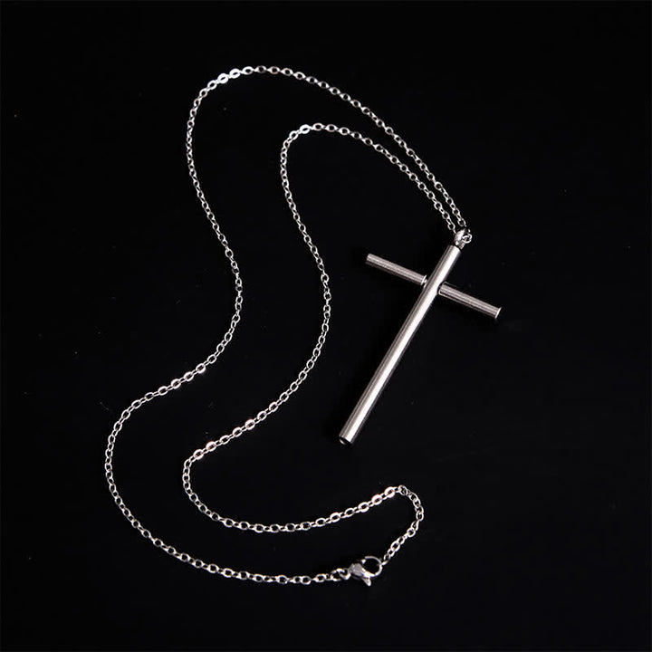 Collar con colgante de cruz con palillo de dientes portátil Edc