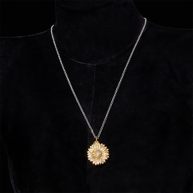 Conjunto de collar con girasol y hebilla de cinturón con cuchillo oculto en forma de rosa de plata DIY